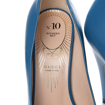 Gucci Nappa Bow High Heel Pumps 36 Riviera Blue 6 of 9