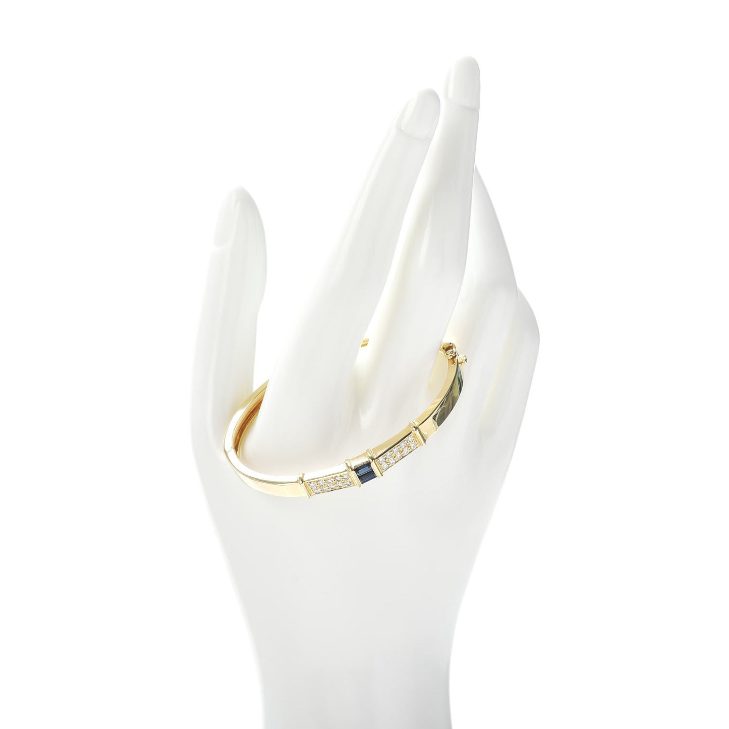 18K Yellow Gold Diamond Sapphire Bangle Bracelet