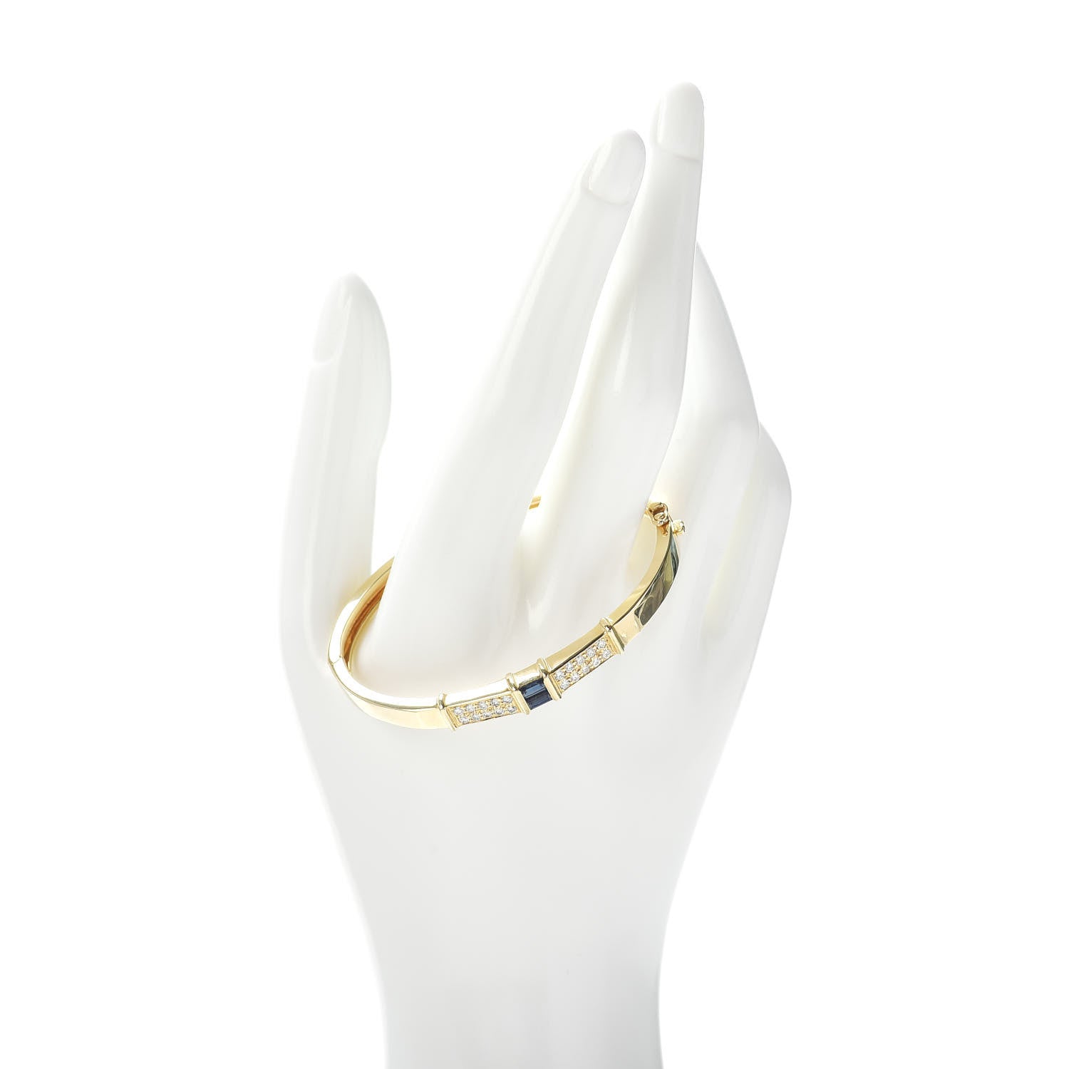 Cartier 18K Yellow Gold Diamond Sapphire Bangle Bracelet 2 of 4
