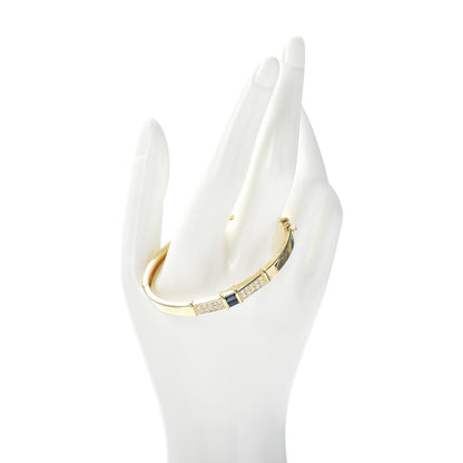 Cartier 18K Yellow Gold Diamond Sapphire Bangle Bracelet 2 of 4