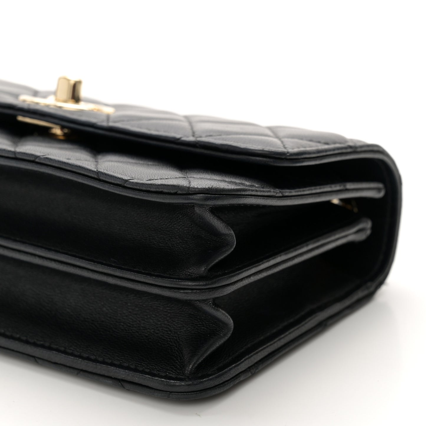 Lambskin Quilted Medium Trendy CC Flap Dual Handle Bag Black