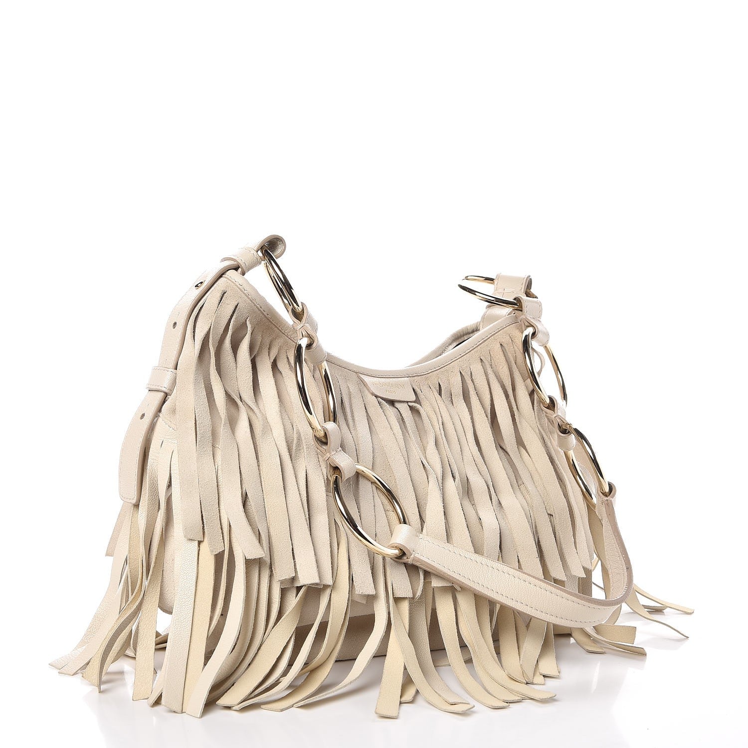 Saint Laurent Suede Boheme Fringe Shoulder Bag Ivory 3 of 10