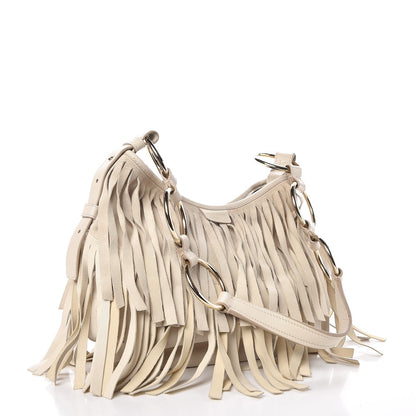 Saint Laurent Suede Boheme Fringe Shoulder Bag Ivory 3 of 10
