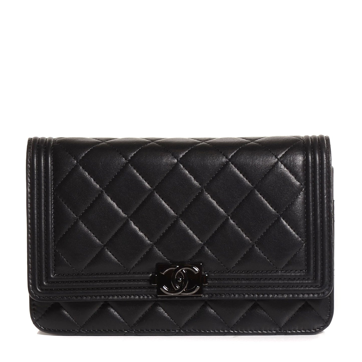 Calfskin Quilted Boy Wallet On Chain WOC So Black