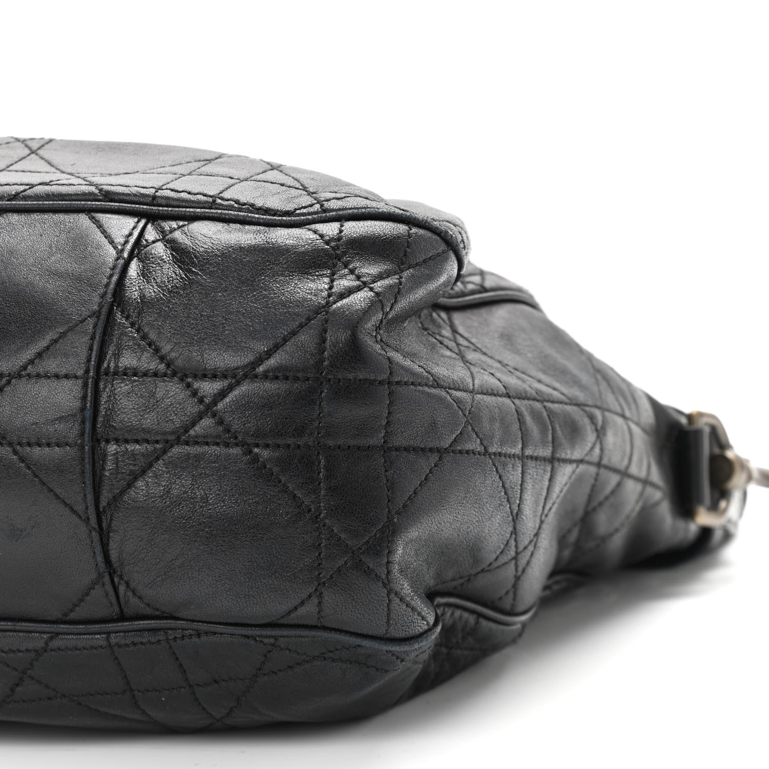 Christian Dior Lambskin Cannage Drawstring Bag Black 10 of 17
