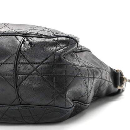 Christian Dior Lambskin Cannage Drawstring Bag Black 10 of 17