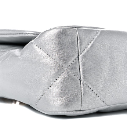 Chanel Metallic Goatskin Quilted Medium Chanel 19 Flap Silver 8 of 10