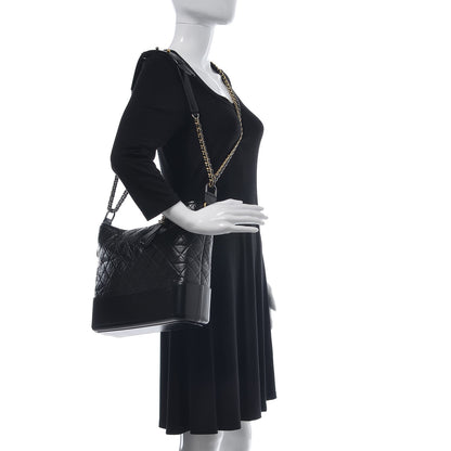 Chanel Aged Calfskin Quilted Large Gabrielle Hobo Black 2 of 9