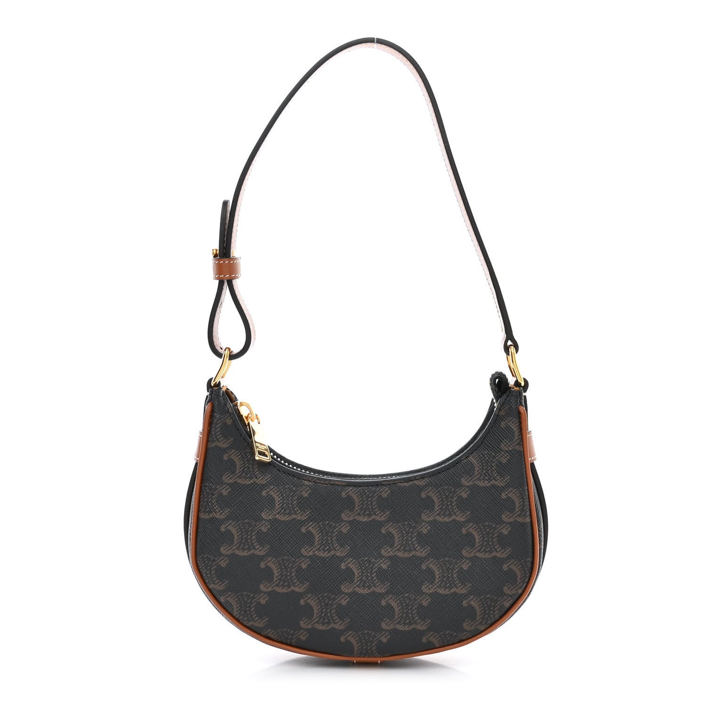 Canvas Calfskin Mini Ava Triomphe Shoulder Bag Tan