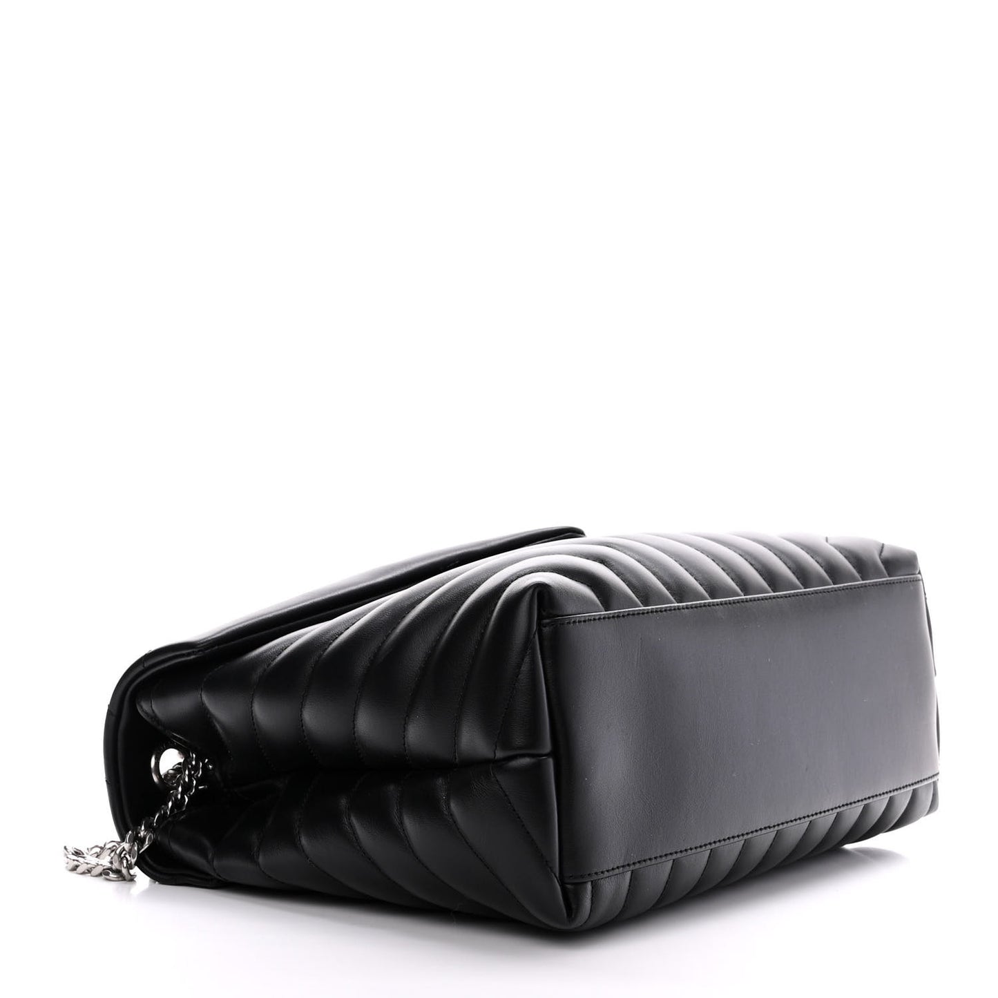 Calfskin Y Quilted Monogram Medium Loulou Chain Satchel Black