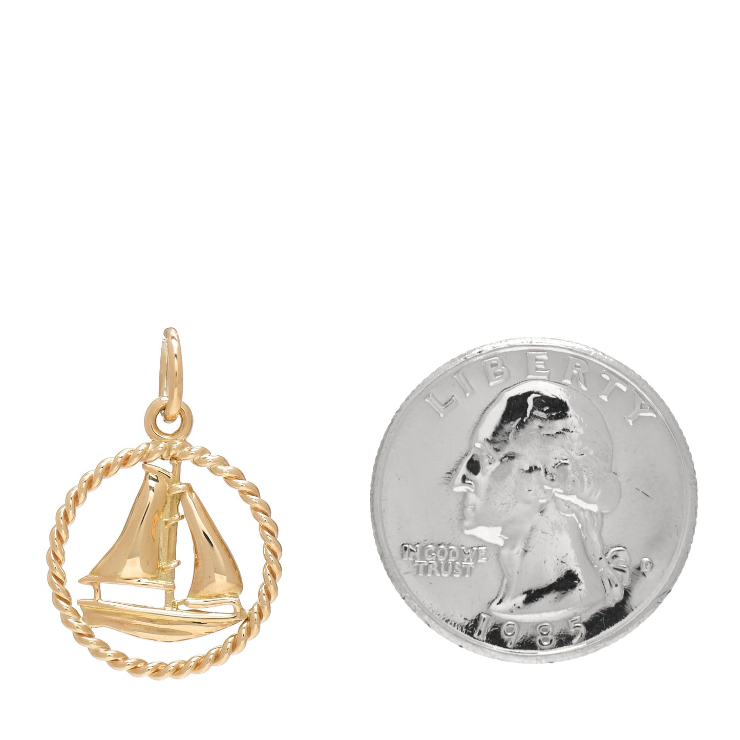 18K Yellow Gold Sailboat Twist Charm