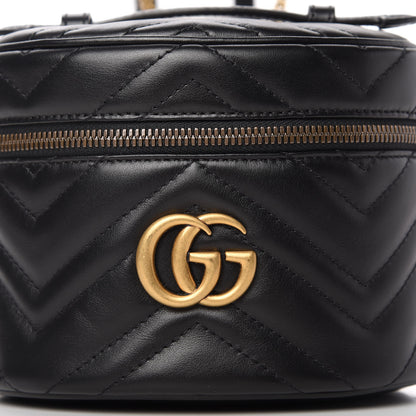 Gucci Calfskin Matelasse Mini GG Marmont Round Backpack Black 10 of 11