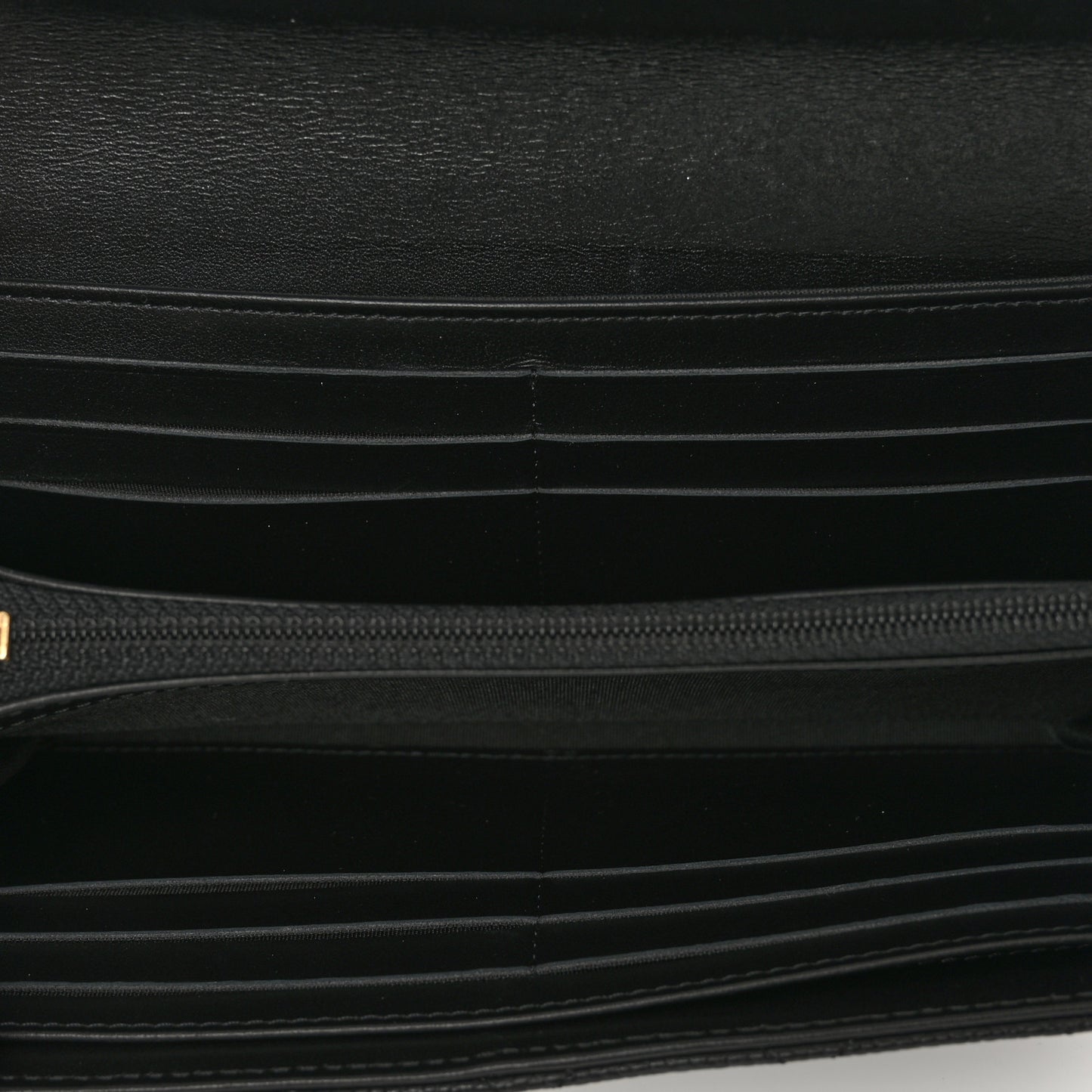 Caviar Quilted Filigree Large Gusset Flap Wallet Black