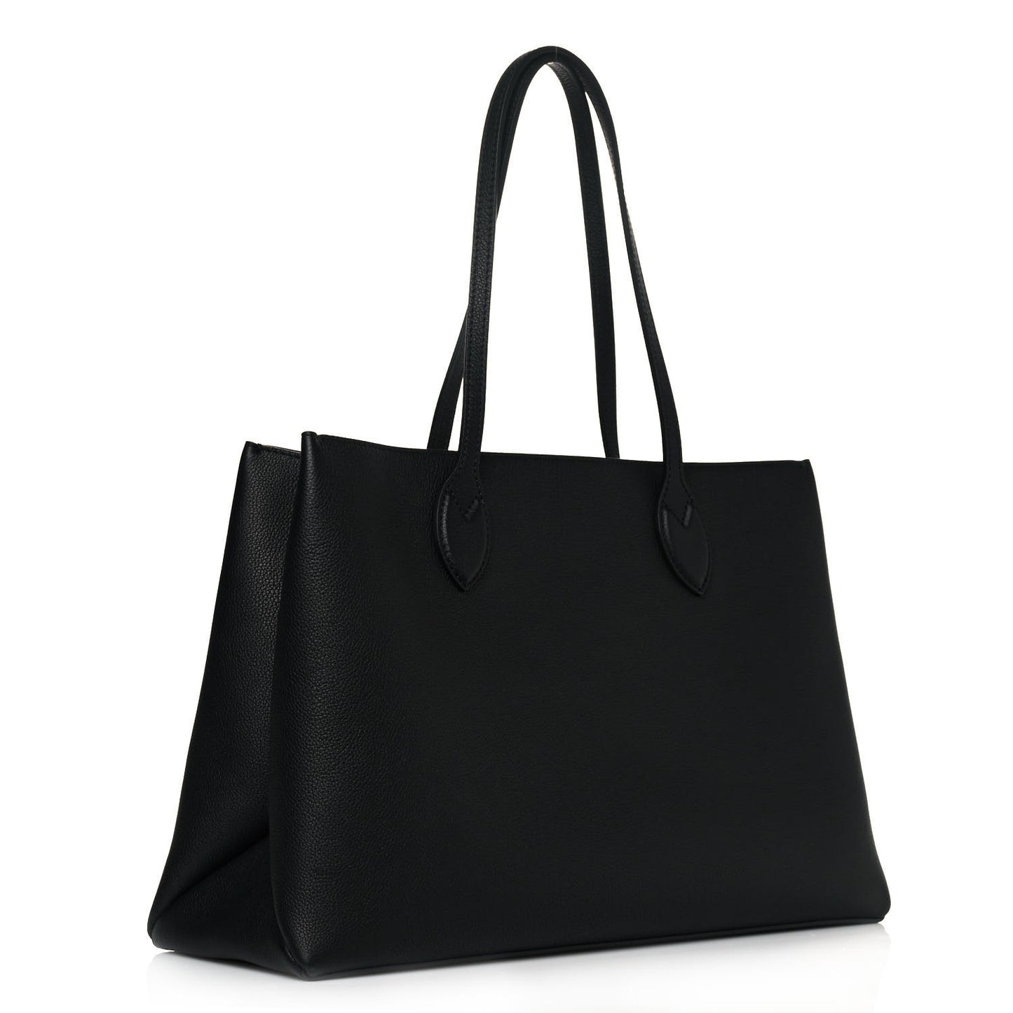 Grained Calfskin Lockme Shopper Black