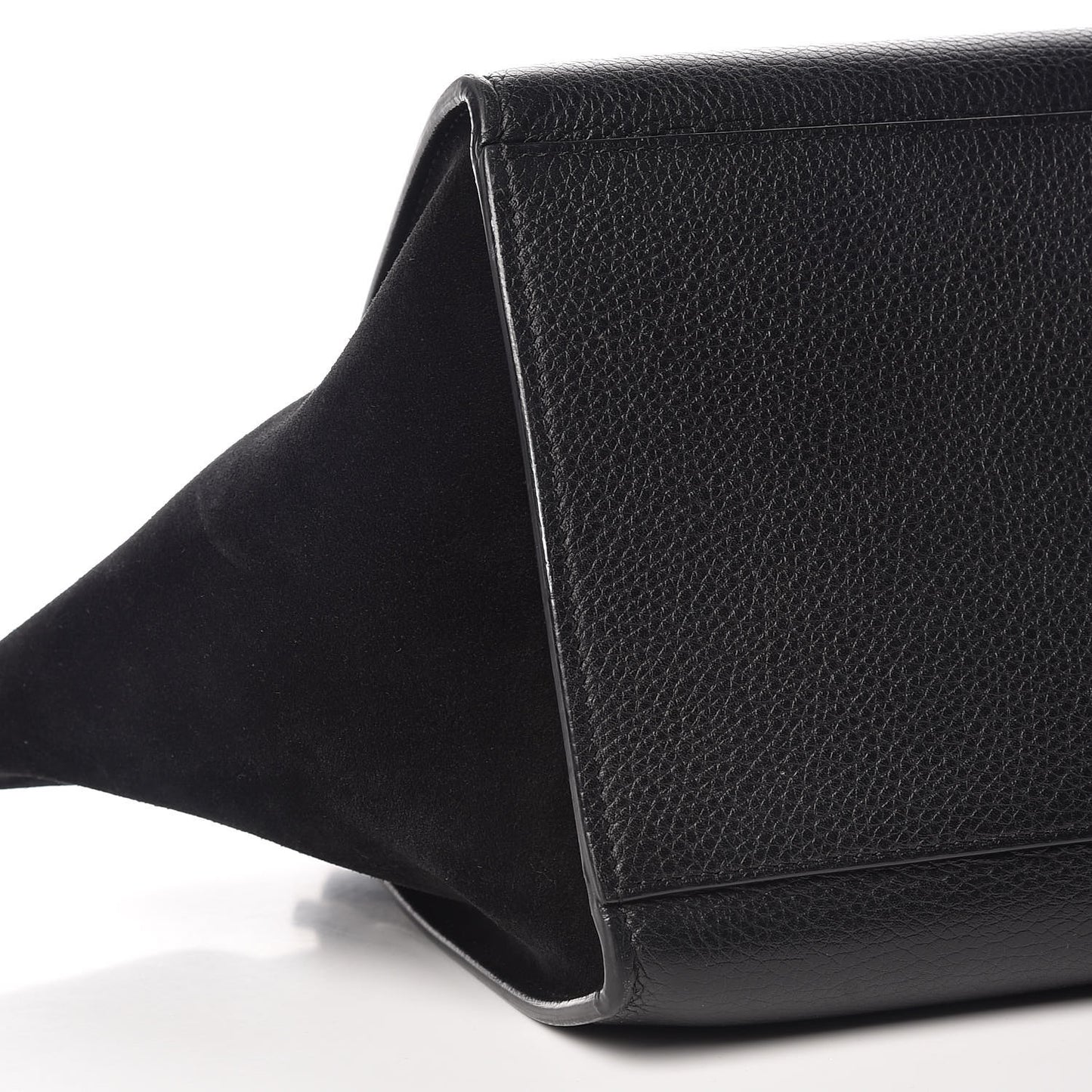 Drummed Calfskin Suede Small Trapeze Black