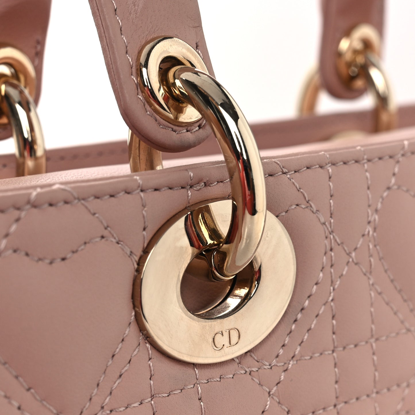 Lambskin Cannage Heart Medium Lady D-Joy Rose Des Vents