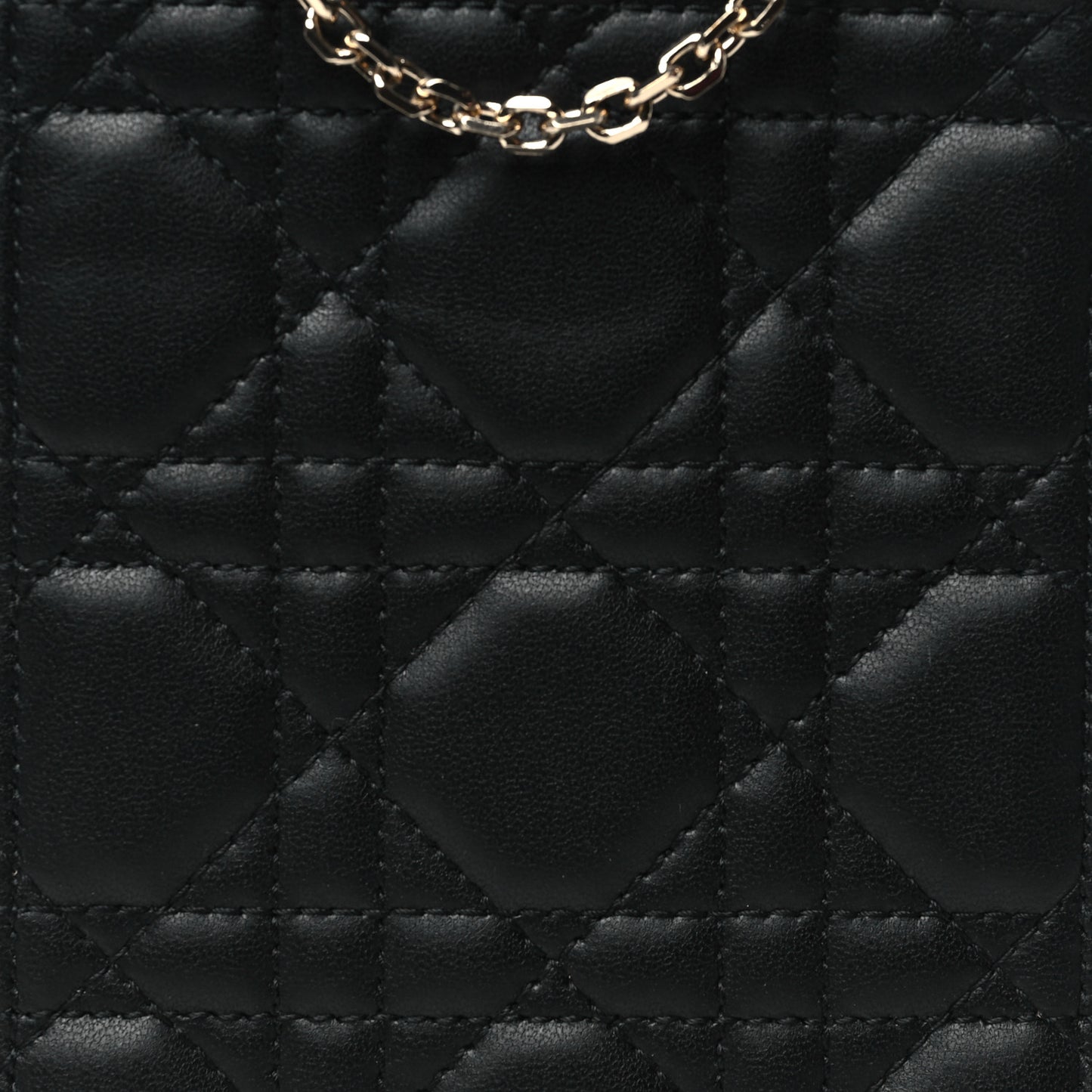 Lambskin Cannage Lady Dior Phone Holder Black