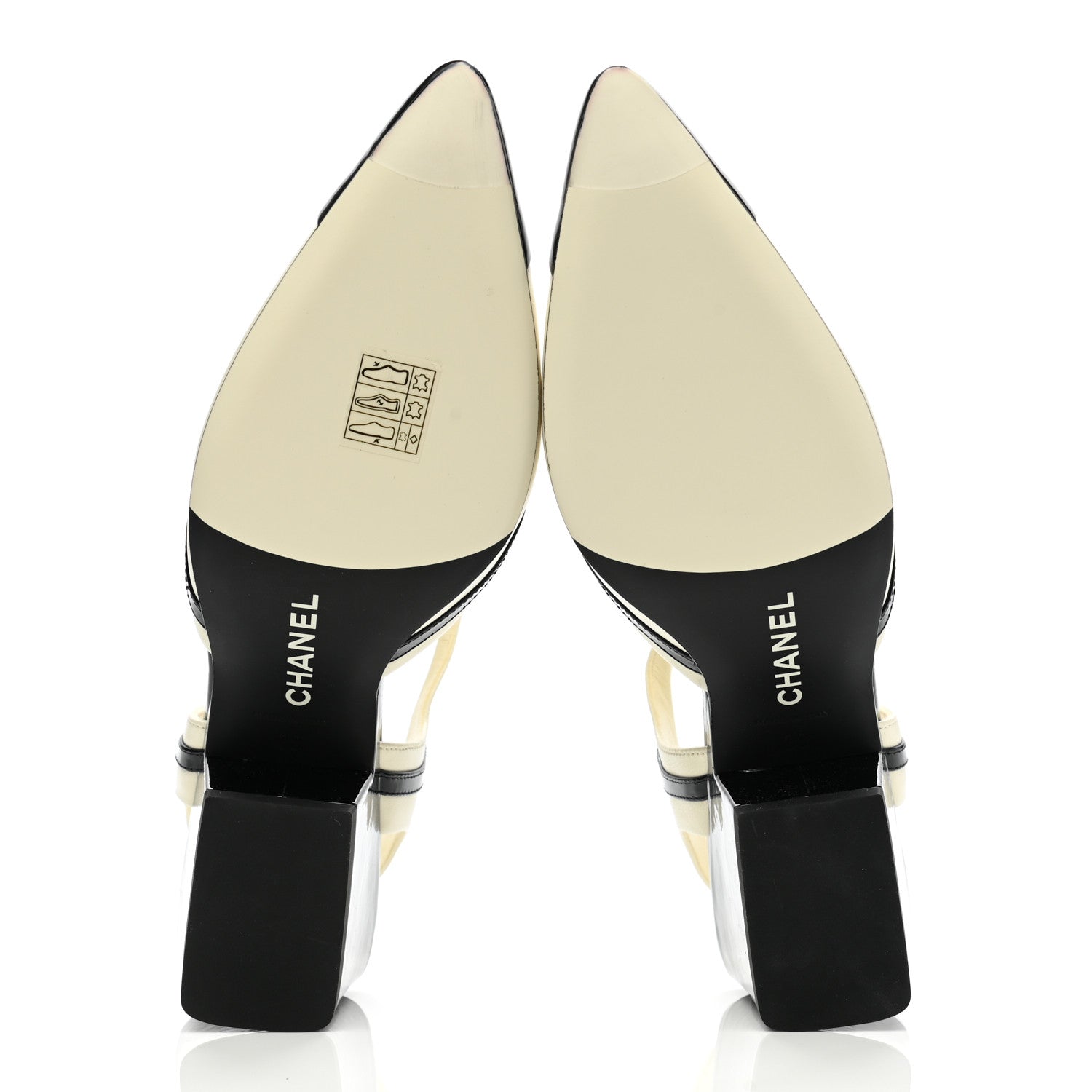 Chanel Lambskin Patent Cap Toe CC Slingback Sandals 38 Ivory Black 6 of 11