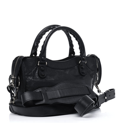 Balenciaga Matte Goatskin Rubber Covered Classic Hardware Mini City Black 2 of 18