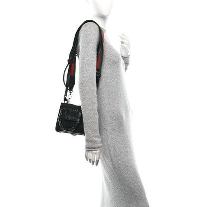 Gucci Textured Dollar Calfskin Web Monochrome Mini Diana Tote Bag Black 2 of 11
