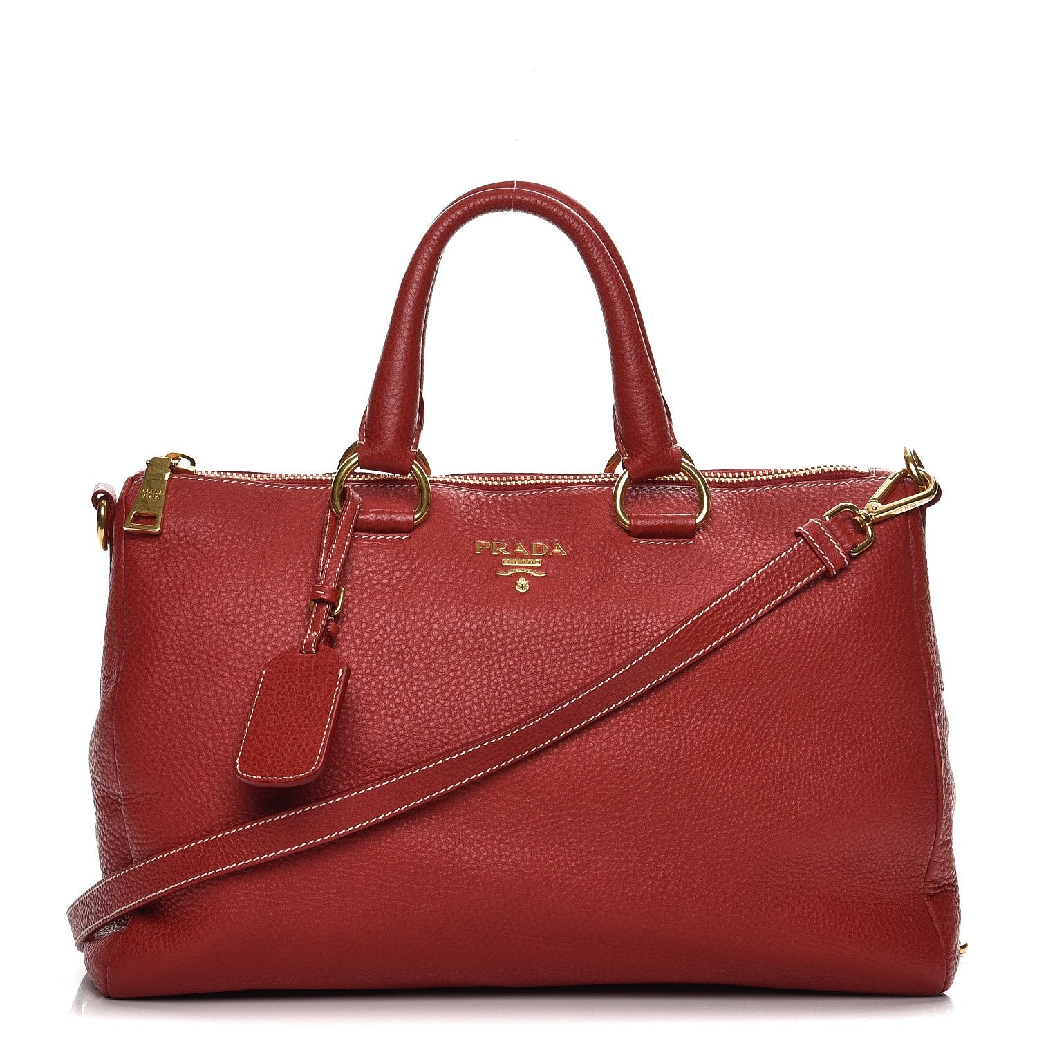 Prada Vitello Daino Top Handle Shoulder Bag Rosso 1 of 13
