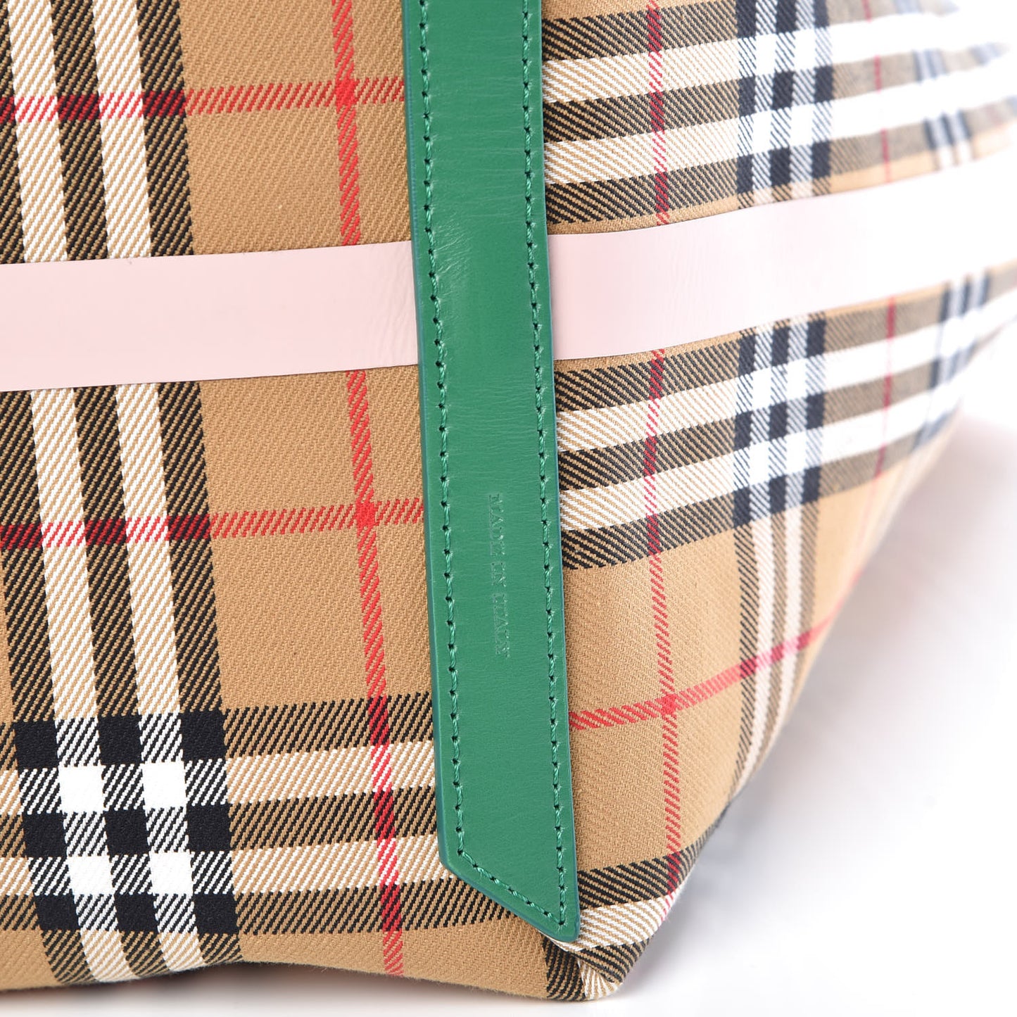 Vintage Check Large The Giant Reversible Tote Palm Green Pink Apricot