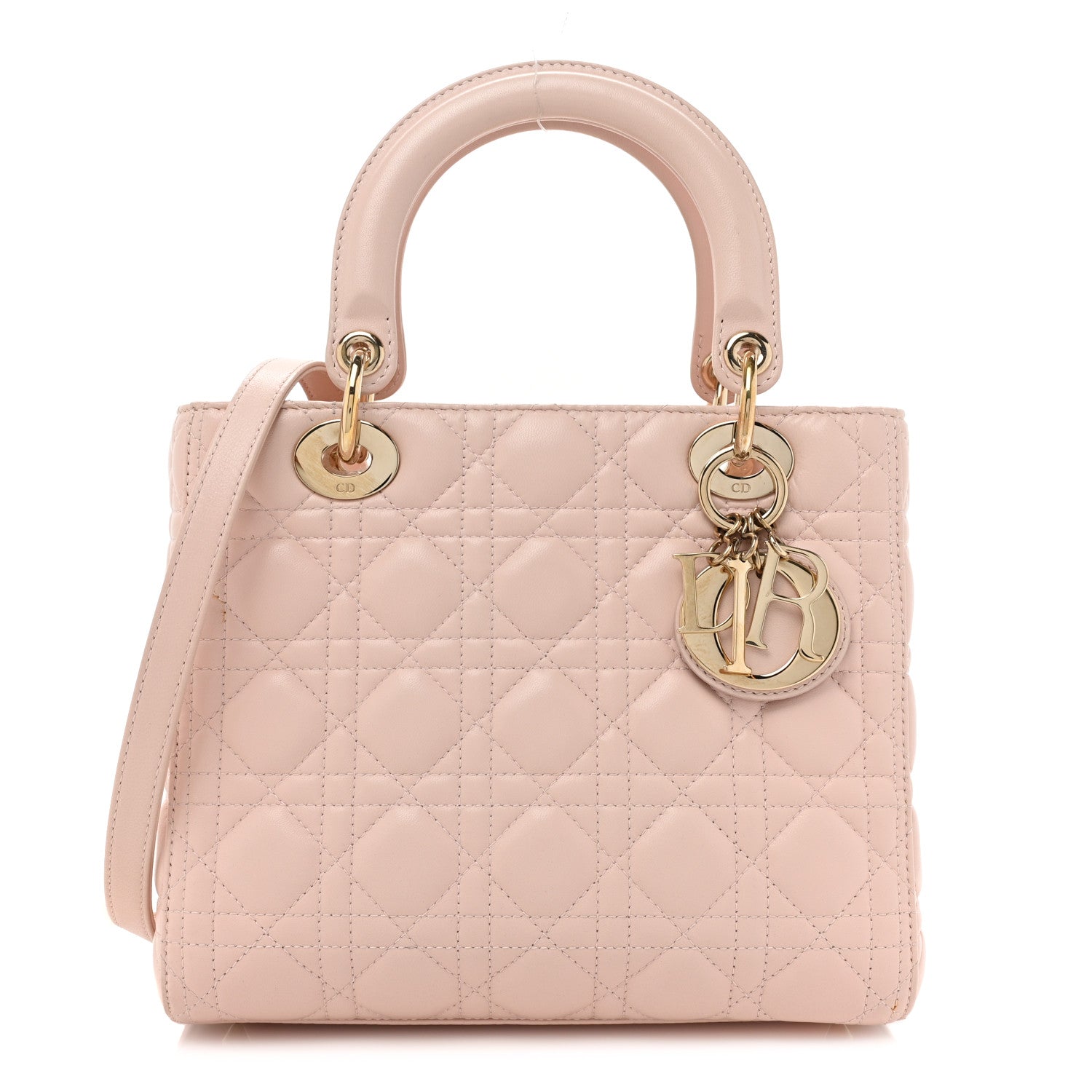 Christian Dior Lambskin Cannage Medium Lady Dior Light Pink 1 of 12