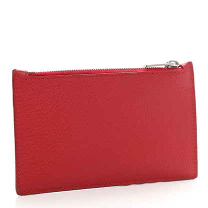 Celine Grained Calfskin Zipped Card Holder Red 3 of 10