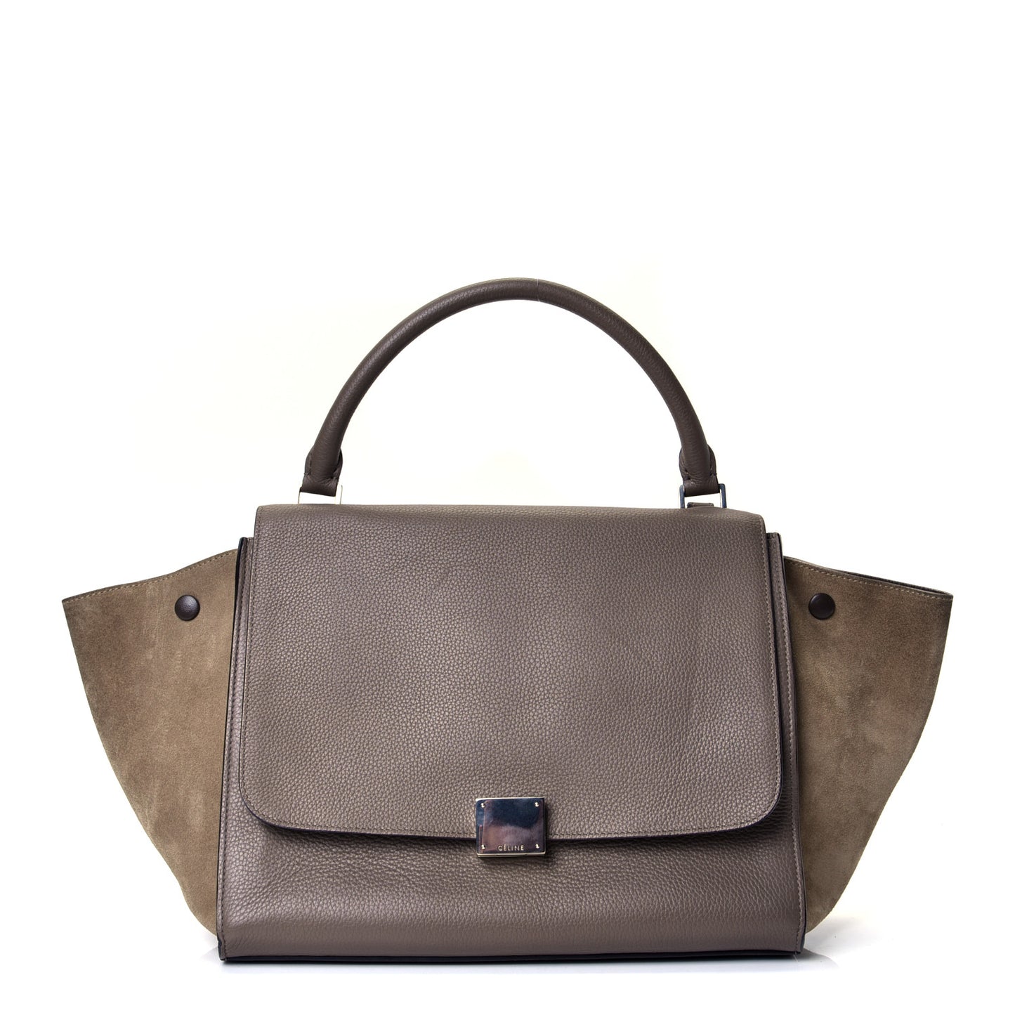Drummed Calfskin Suede Medium Trapeze Taupe