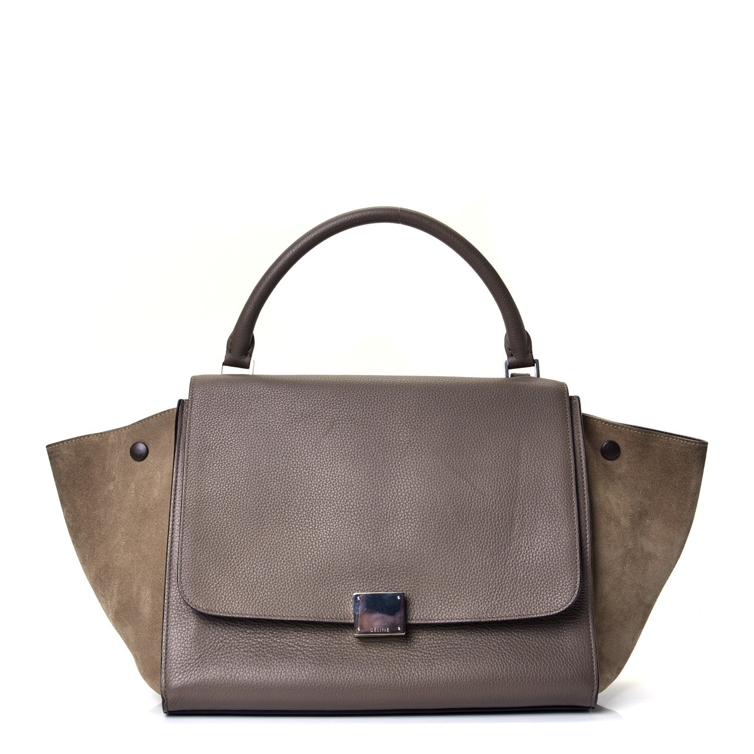 Celine Drummed Calfskin Suede Medium Trapeze Taupe 1 of 4