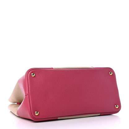 Prada Canapa Saffiano Large Double Bag Corda Peonia 3 of 4