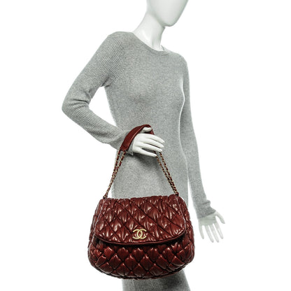 Chanel Calfskin Bubble Quilt Flap Bag Red 2 of 7
