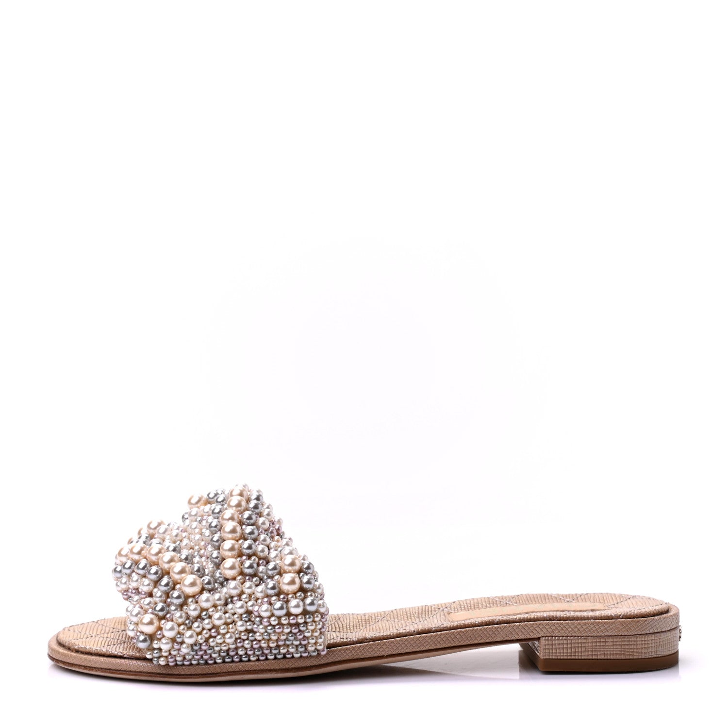 Chanel Fantasy Calfskin Pearl Cord CC Mules 38 Ivory 1 of 9