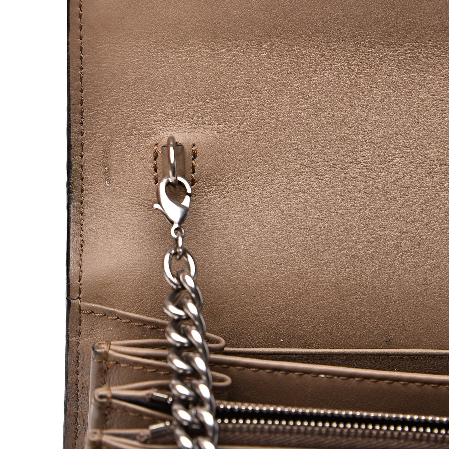 GG Supreme Monogram Mini Dionysus Chain Wallet Beige Taupe