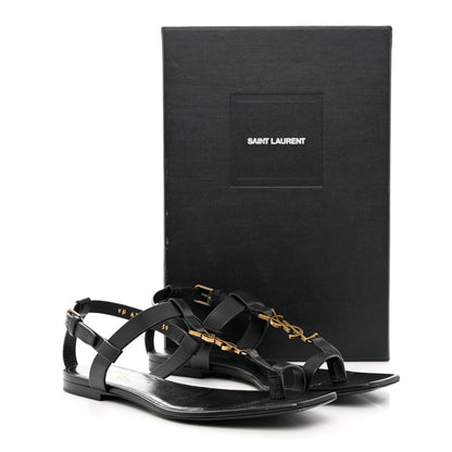 Saint Laurent Calfskin Cassandra Monogram Sandals 39 Black 12 of 12