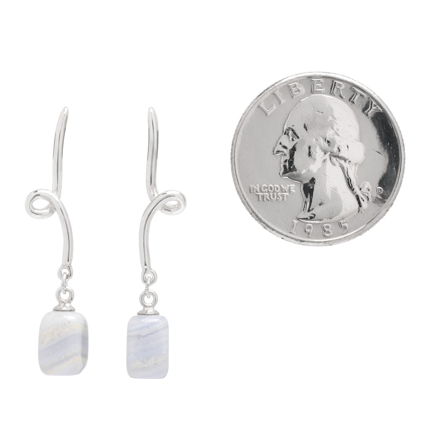 Sterling Silver Blue Lace Agate Twirl Drop Earrings