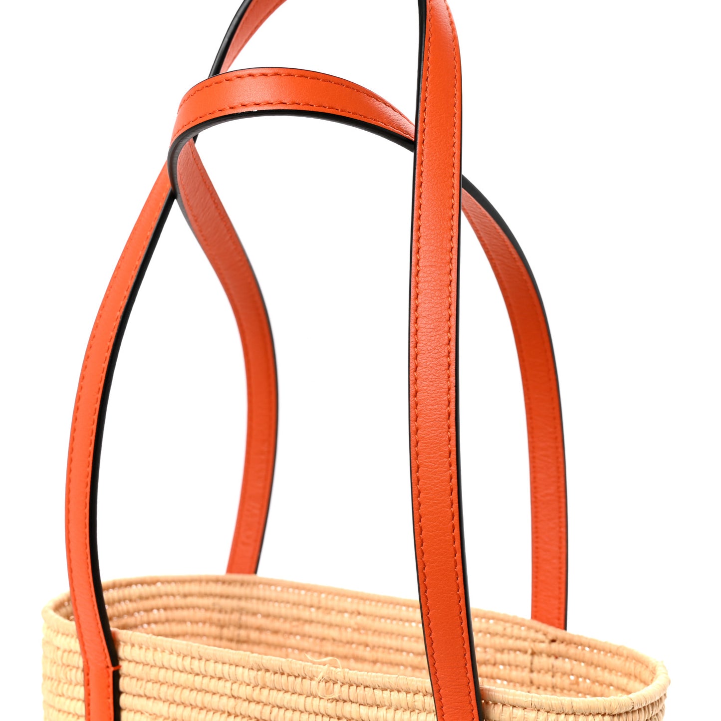 Raffia Square Mini Anagram Basket Tote Bag Natural