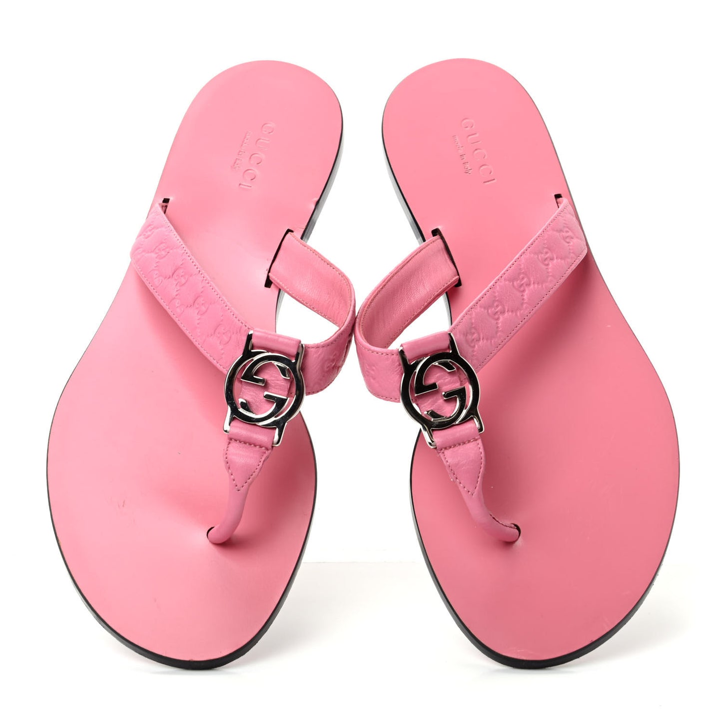 Patent Guccissima Thong Sandals 37 Pink