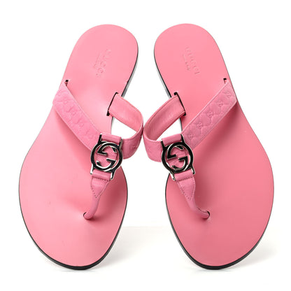Gucci Patent Guccissima Thong Sandals 37 Pink 5 of 9