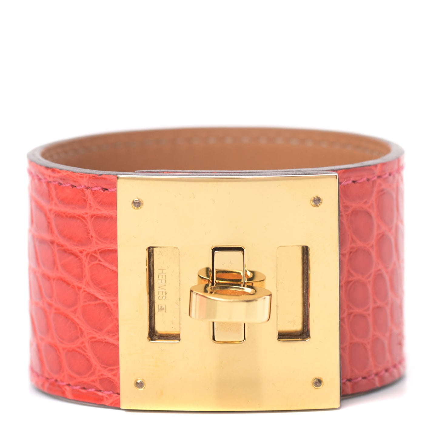 Shiny Alligator Kelly Dog Cuff Bougainvillea