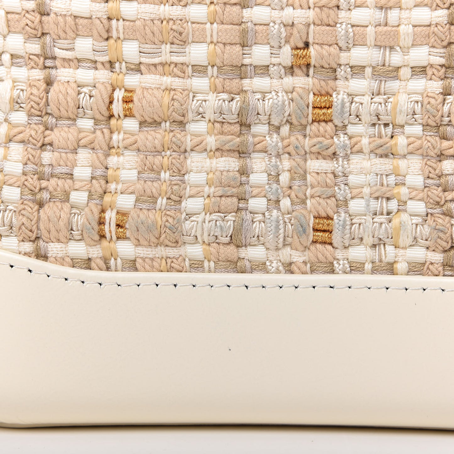 Tweed Calfskin Quilted Small Gabrielle Hobo Beige Ivory