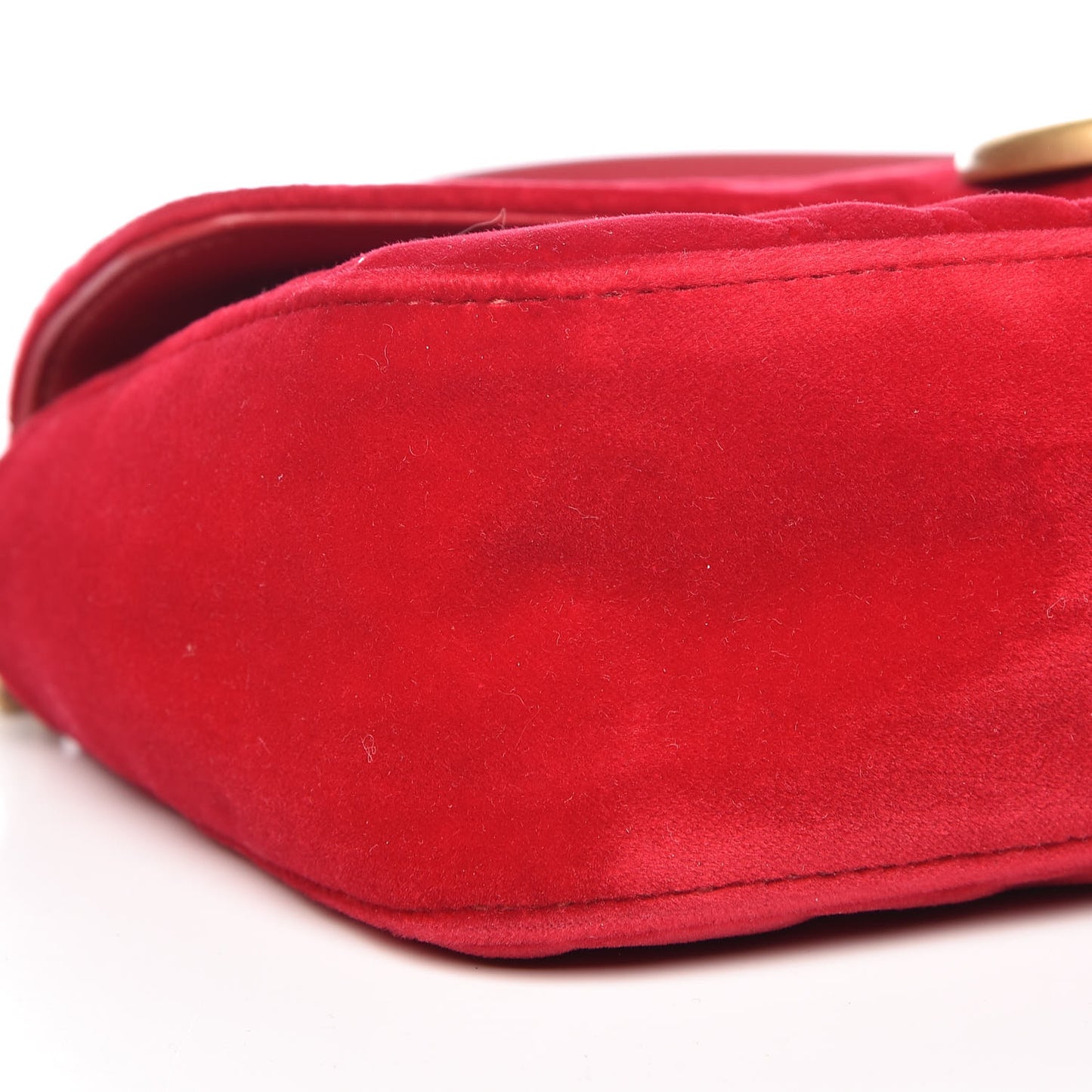Velvet Matelasse Small GG Marmont Shoulder Bag Hibiscus Red