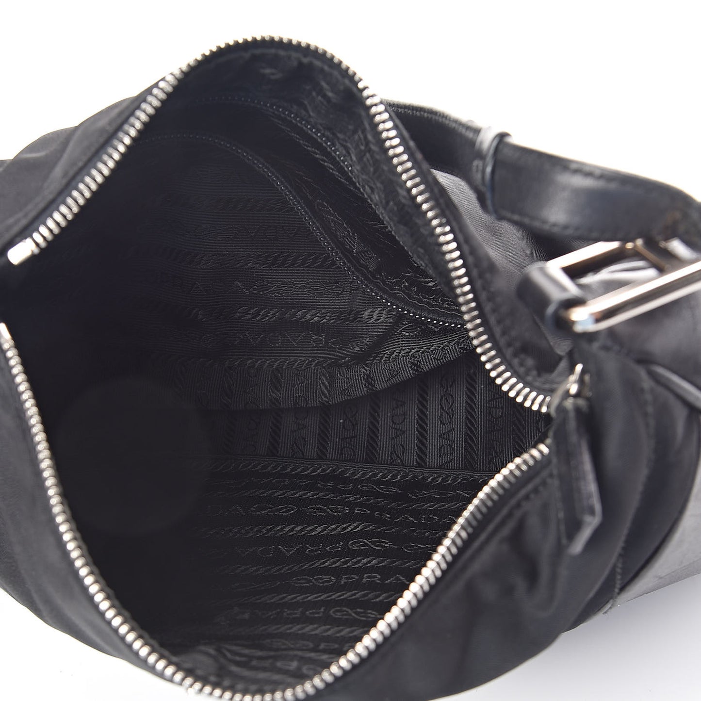 Tessuto Nylon Soft Calfskin Shoulder Bag Black