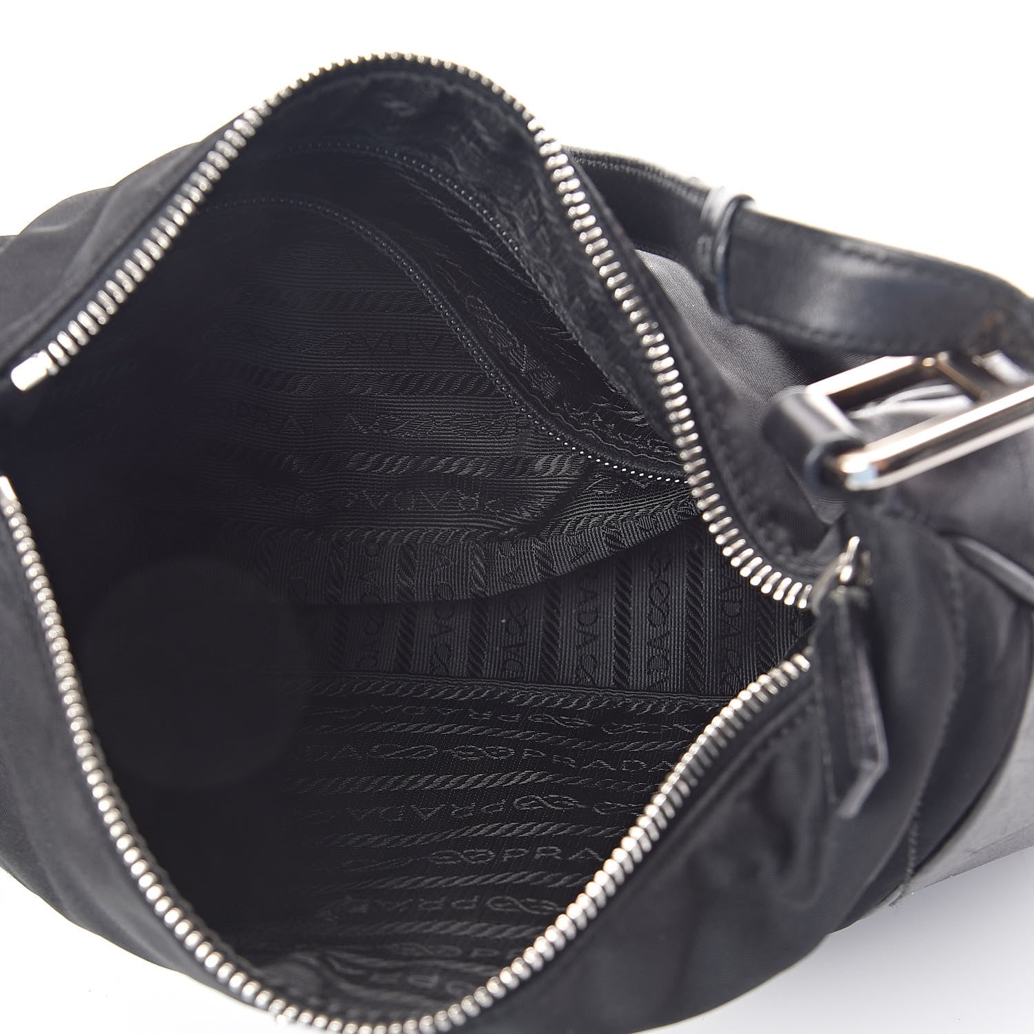 Prada Tessuto Nylon Soft Calfskin Shoulder Bag Black 5 of 12