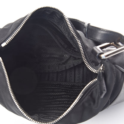 Prada Tessuto Nylon Soft Calfskin Shoulder Bag Black 5 of 12