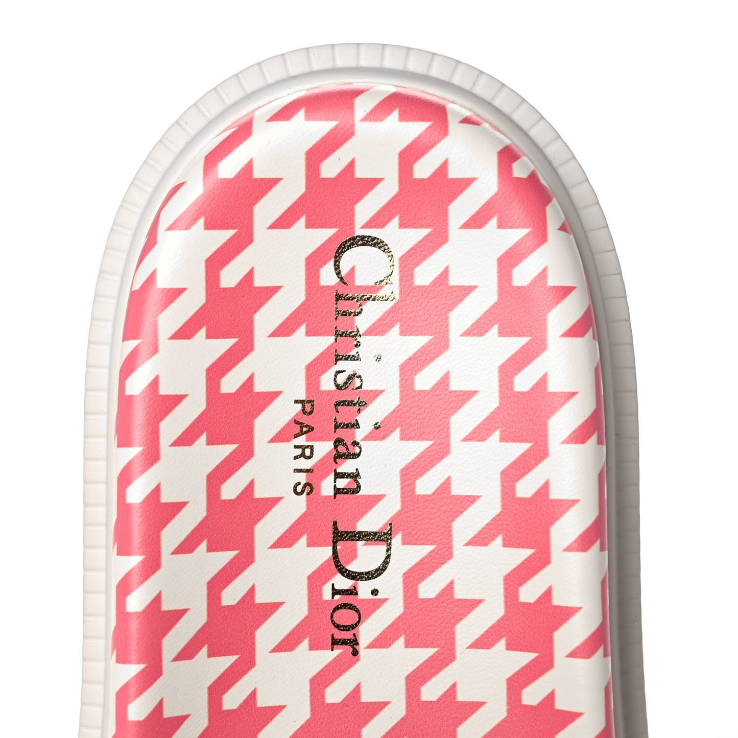 Micro PDP Cotton Houndstooth Embroidered Dway 10mm Slide Sandals 38 Peony