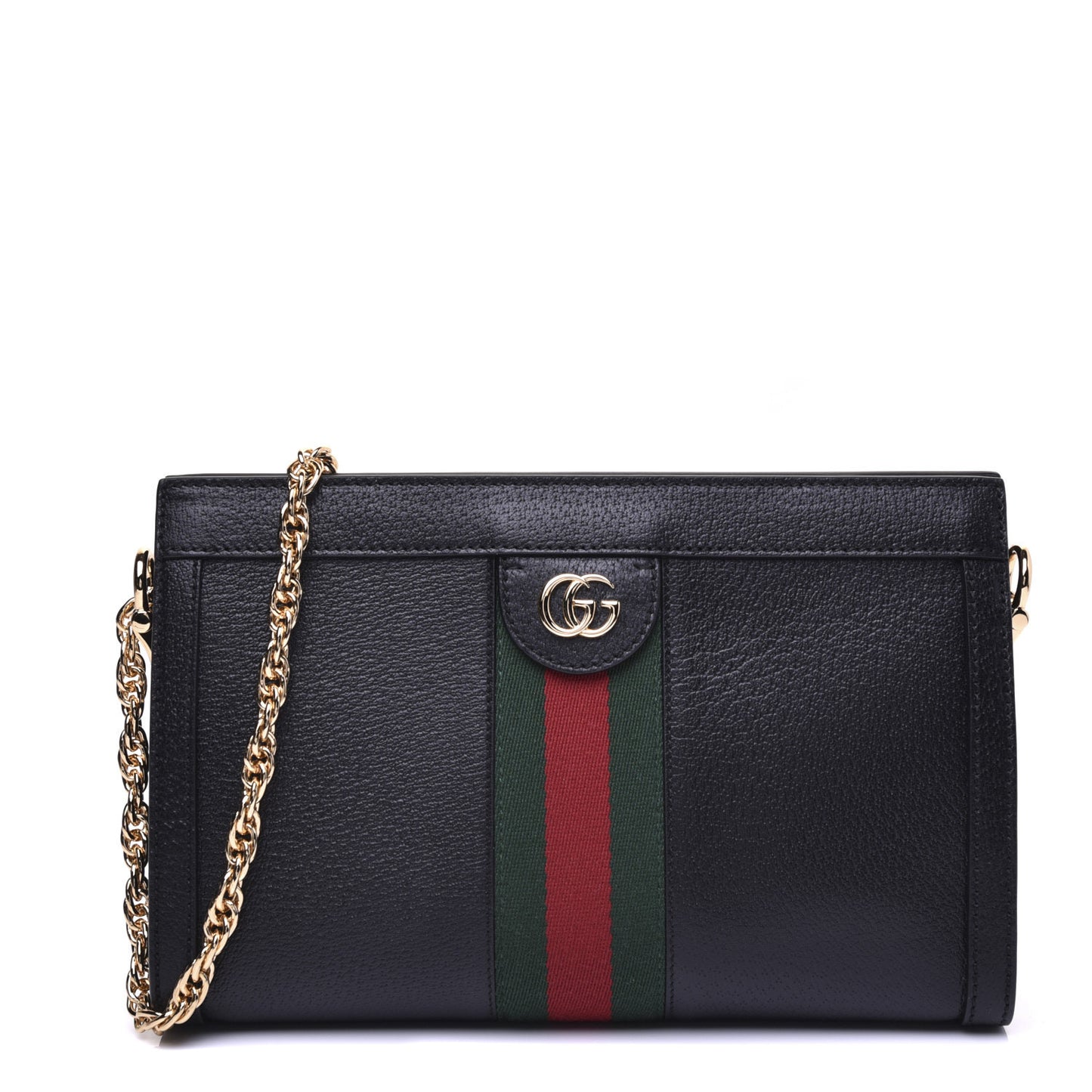Calfskin GG Web Small Ophidia Chain Shoulder Bag Black