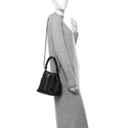 Chanel Lambskin Quilted CC Chain Bucket Bag Black Black 2 of 14