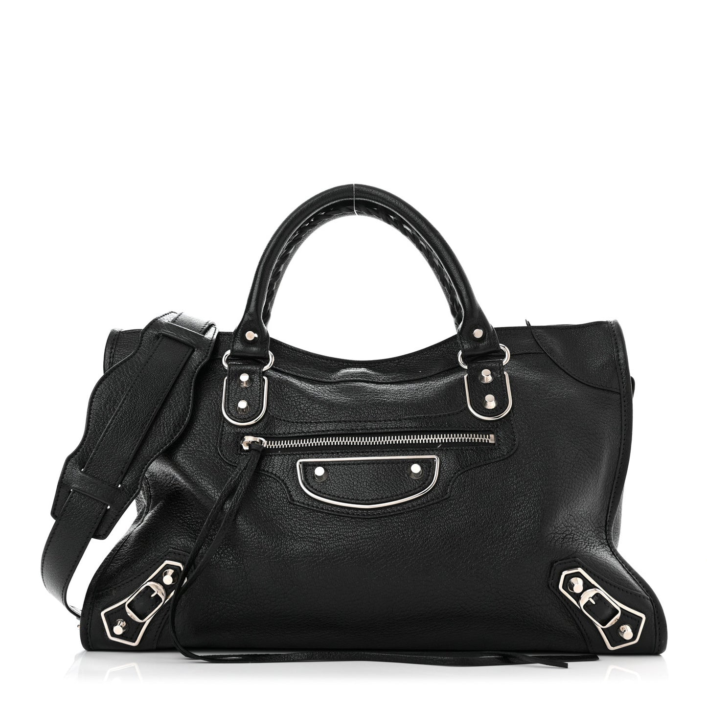 Chevre Silver Metallic Edge Hardware City Black