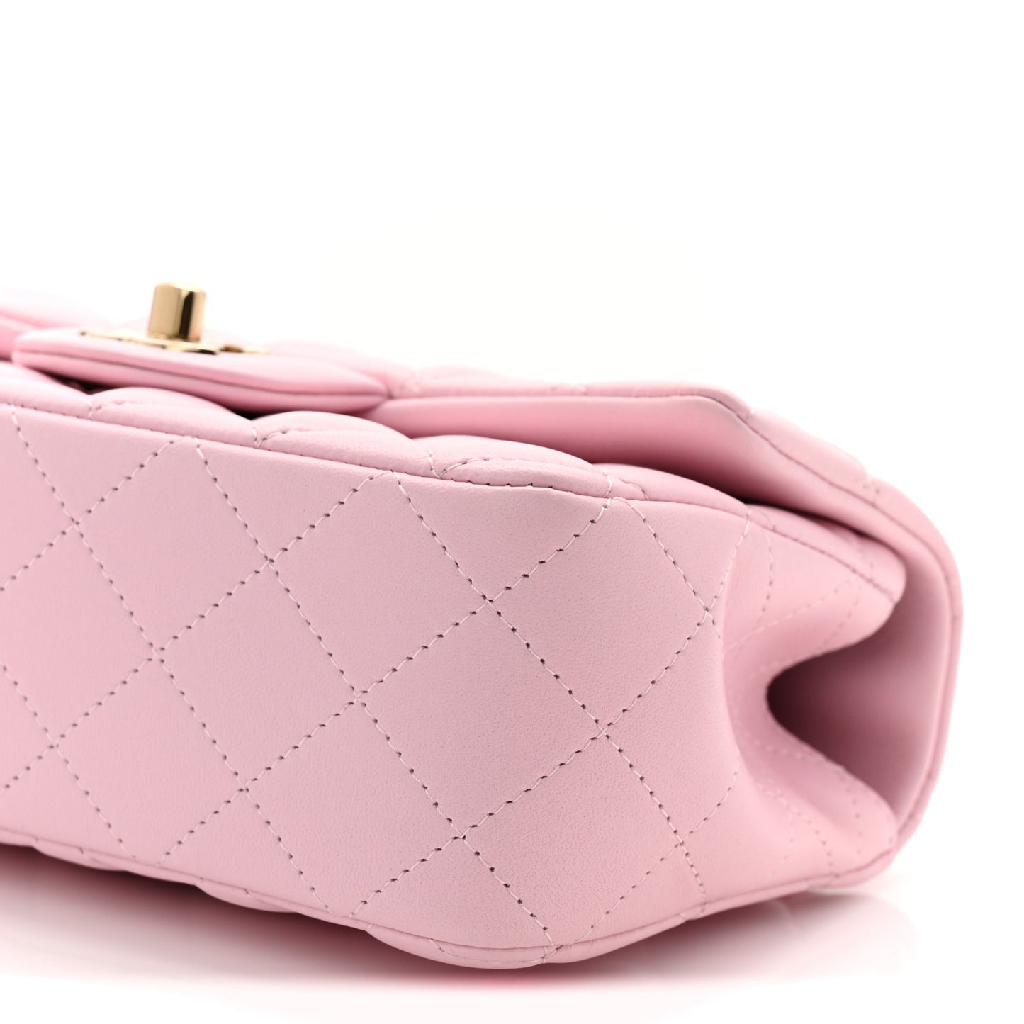 Lambskin Quilted Mini Top Handle Rectangular Flap Light Pink